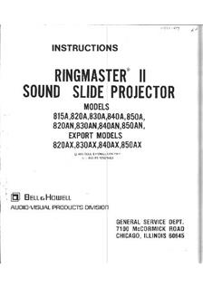 Bell and Howell 820 manual. Camera Instructions.